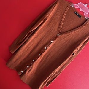 Peruvian Connection Long Rust Cotton Cardigan